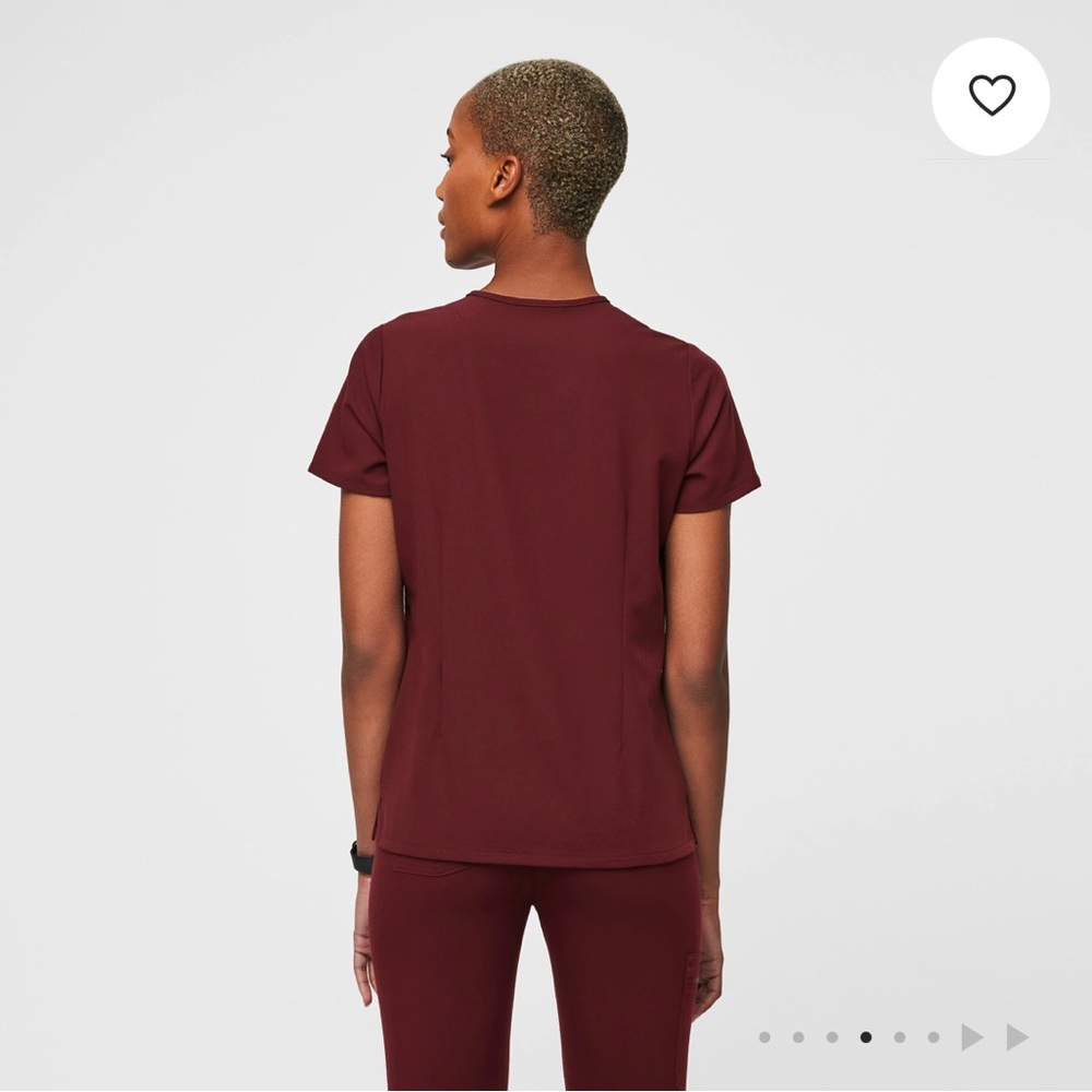 Figs Women's Catarina V-Neck Scrub Top - Burgundy - Picture 2 of 3